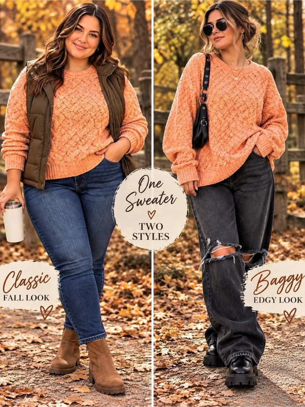 Lands' End Women's Drifter Classic Cable Crew Neck Sweater Orange XL